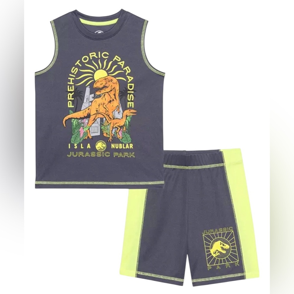 NWT Jurassic Park Toddler Boys Tank & Shorts Set Gray Size 4